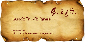 Gubán Ágnes névjegykártya